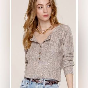 Heartloom Lilah Henley Ribbed Knit Sweater Size M